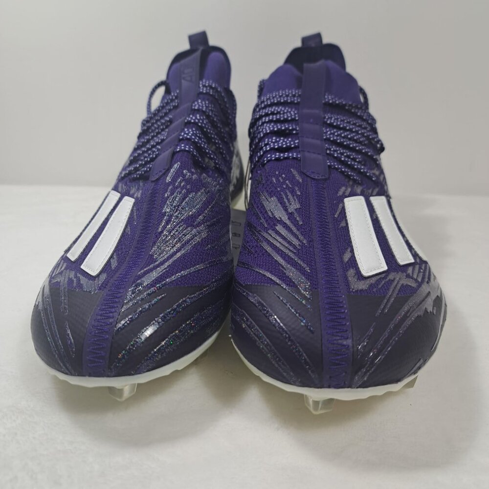 Adidas Adizero Primeknit Football Cleats Mens 13 Shoes Purple White Mid Sneakers - Picture 8 of 12